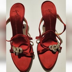 GIUSEPPE ZANOTTI Red Snake Embellished Slide Size 7. Very Good Used Condition. 4